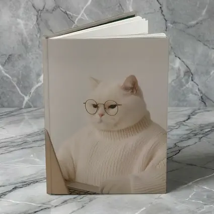White Cat Glasses Turtleneck Sweater Laptop