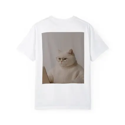 White Cat Glasses Turtleneck Sweater Laptop