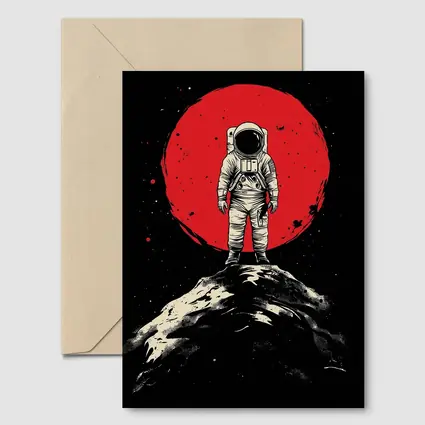 Astronaut Standing On Moon Red Planet
