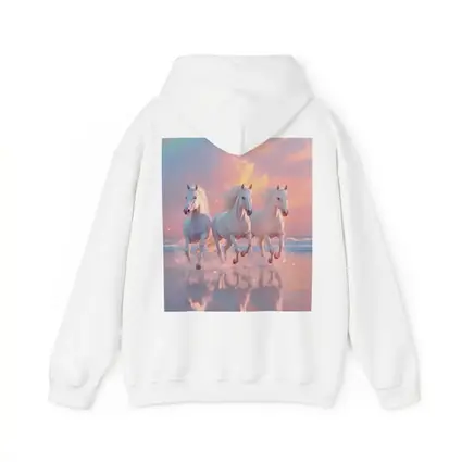 White Horses Running on Pastel Beach
