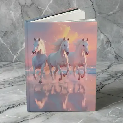 White Horses Running on Pastel Beach