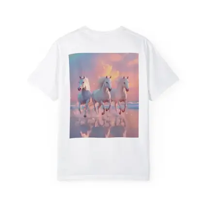 White Horses Running on Pastel Beach
