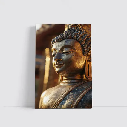 Golden Buddha Statue Temple Warm Light