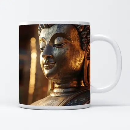 Golden Buddha Statue Temple Warm Light