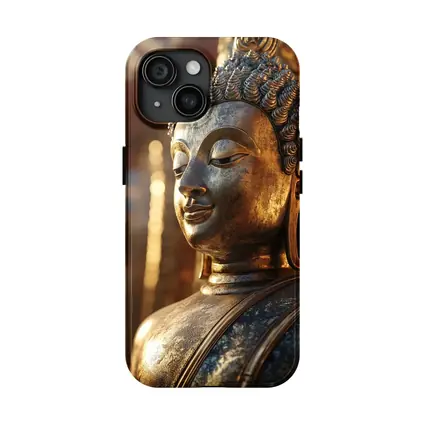 Golden Buddha Statue Temple Warm Light