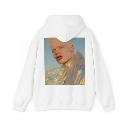 Albino Man Iridescent Cape Sky Background