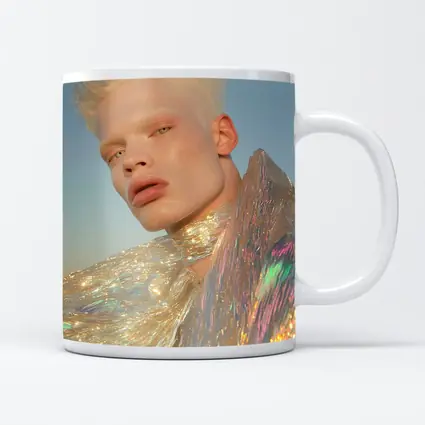 Albino Man Iridescent Cape Sky Background