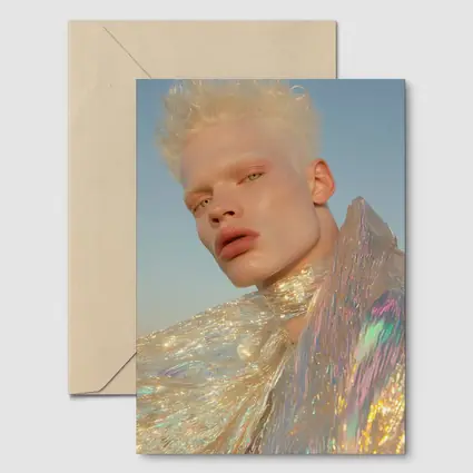 Albino Man Iridescent Cape Sky Background