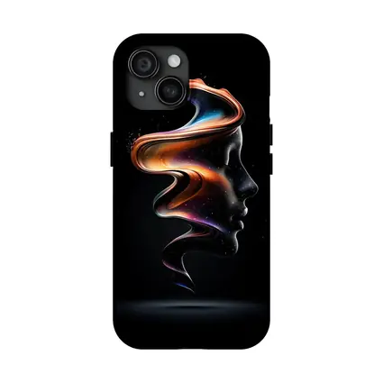 Abstract Female Face Cosmic Swirl Black Background