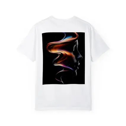 Abstract Female Face Cosmic Swirl Black Background