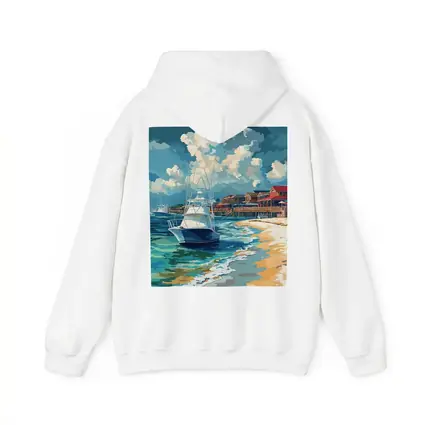 Sport Fishing Boat Sandy Beach Coastal Town