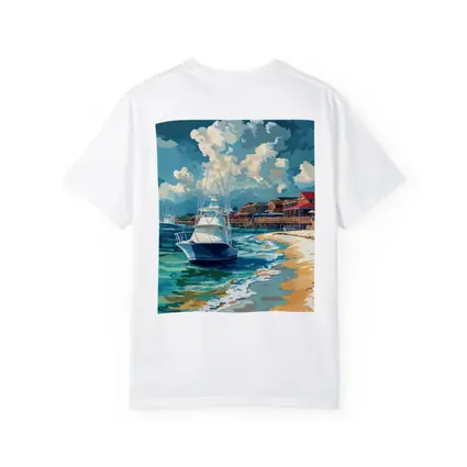 Sport Fishing Boat Sandy Beach Coastal Town