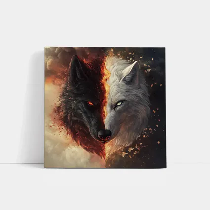 Dark And Light Wolf Fire Fantasy Art