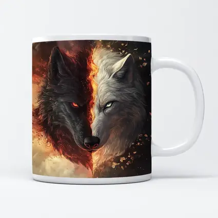 Dark And Light Wolf Fire Fantasy Art