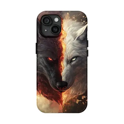 Dark And Light Wolf Fire Fantasy Art
