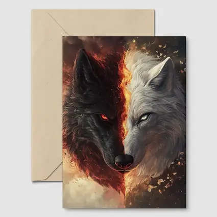 Dark And Light Wolf Fire Fantasy Art
