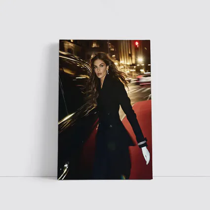 Elegant Woman Night City Street Scene