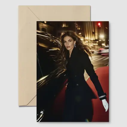 Elegant Woman Night City Street Scene