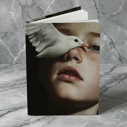 Boy With White Dove Dark Background