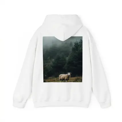 Lone Sheep Misty Forest Highland Landscape