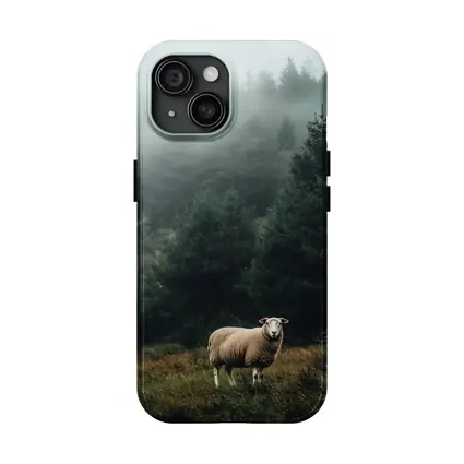 Lone Sheep Misty Forest Highland Landscape