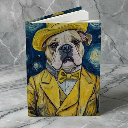 English Bulldog Yellow Suit Starry Night