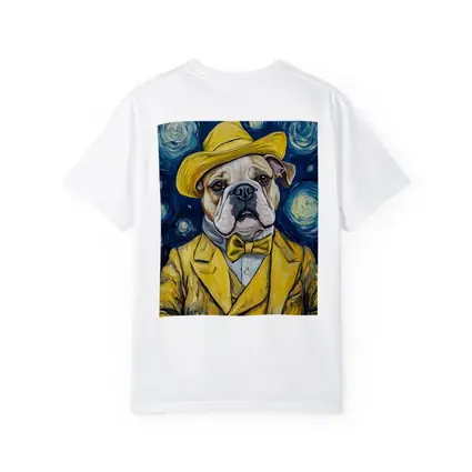 English Bulldog Yellow Suit Starry Night