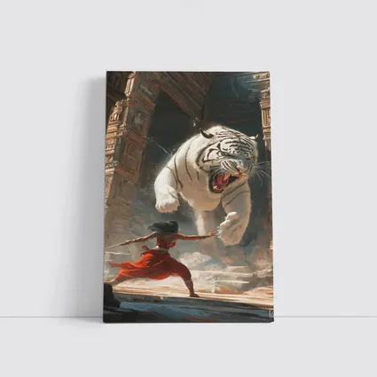 White Tiger Warrior Woman Ancient Temple Fight