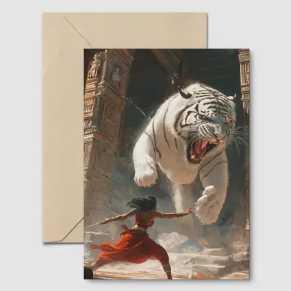 White Tiger Warrior Woman Ancient Temple Fight