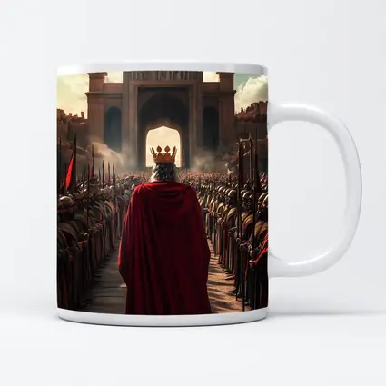 King In Red Cloak Before Ancient Gate