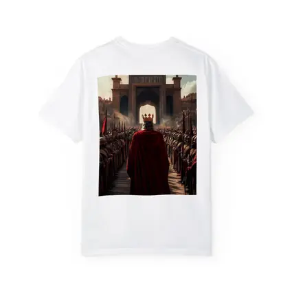 King In Red Cloak Before Ancient Gate