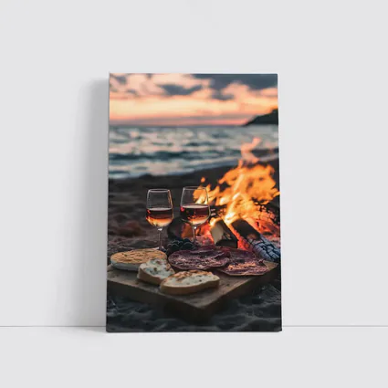 Wine and Charcuterie Beach Bonfire Sunset