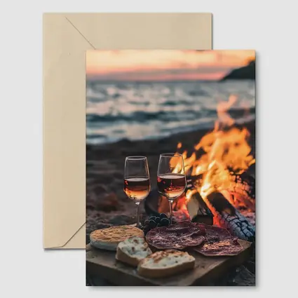Wine and Charcuterie Beach Bonfire Sunset