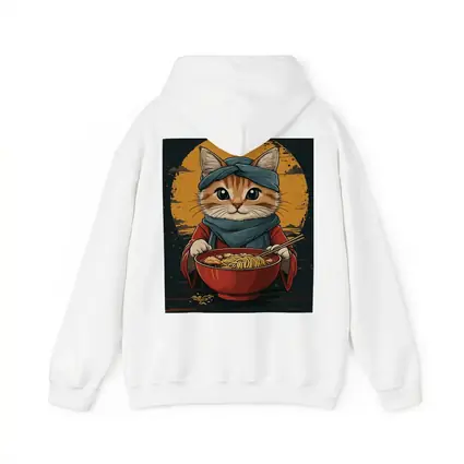 Samurai Cat Eating Ramen Bowl Art