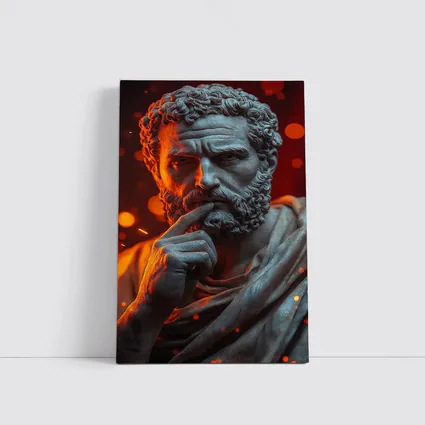 Stoic Greek Philosopher Marble Statue Glowing Background