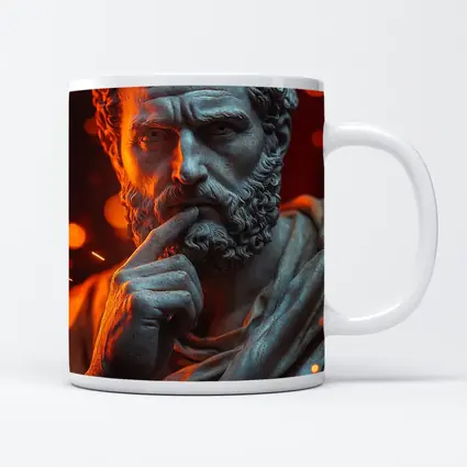 Stoic Greek Philosopher Marble Statue Glowing Background