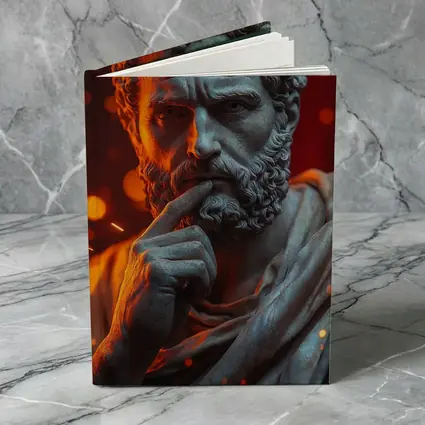Stoic Greek Philosopher Marble Statue Glowing Background