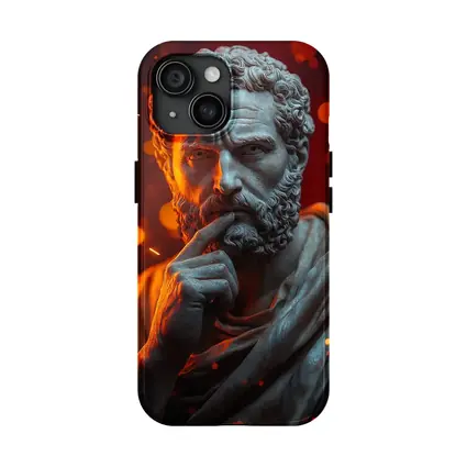 Stoic Greek Philosopher Marble Statue Glowing Background