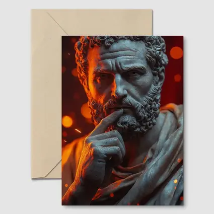 Stoic Greek Philosopher Marble Statue Glowing Background