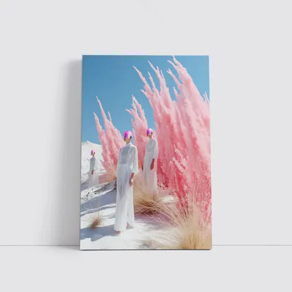 Futuristic Women Pink Pampas White Desert