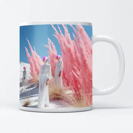 Futuristic Women Pink Pampas White Desert
