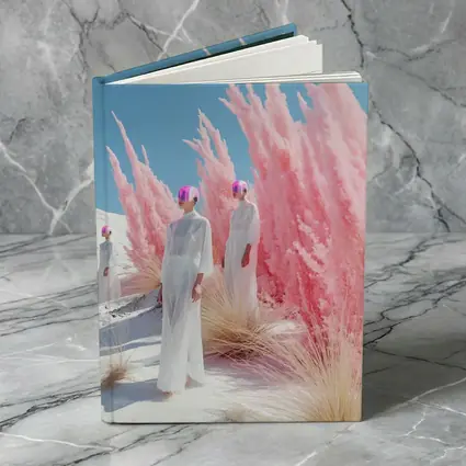 Futuristic Women Pink Pampas White Desert