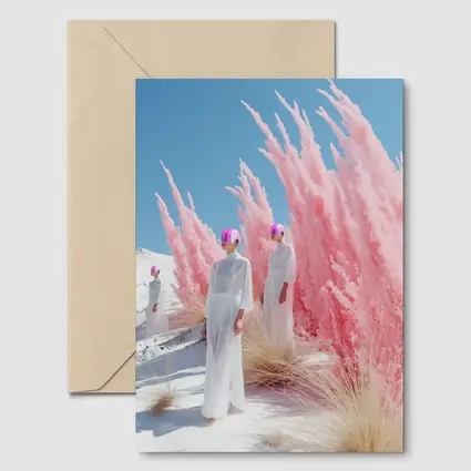 Futuristic Women Pink Pampas White Desert