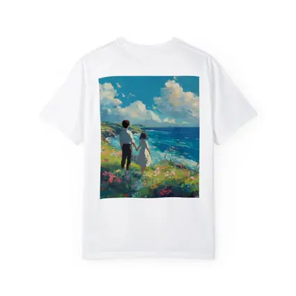 Anime Couple Holding Hands Coastal Cliffside