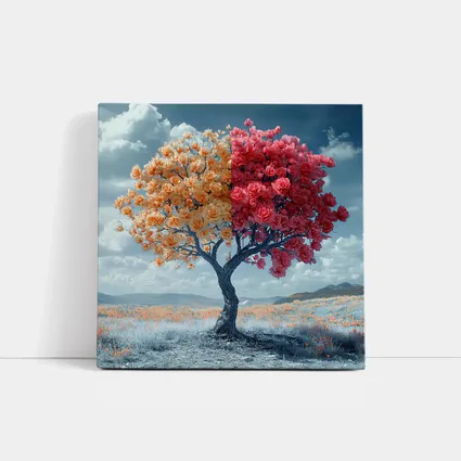 Split Rose Tree Orange Red Surreal Landscape