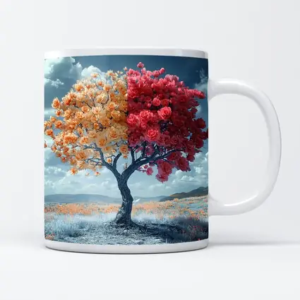 Split Rose Tree Orange Red Surreal Landscape
