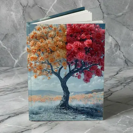 Split Rose Tree Orange Red Surreal Landscape