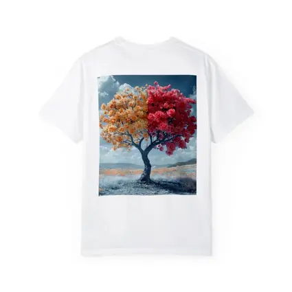 Split Rose Tree Orange Red Surreal Landscape