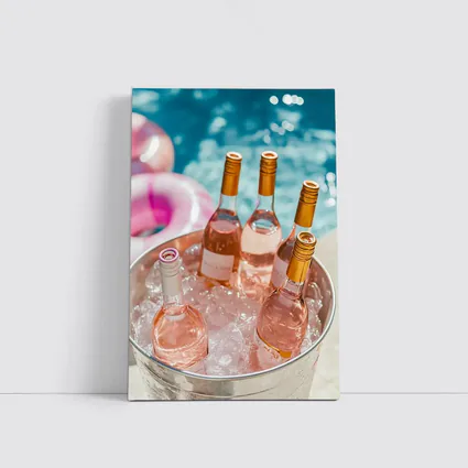 Rose Wine Bottles Chilling Pool Party
