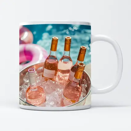 Rose Wine Bottles Chilling Pool Party